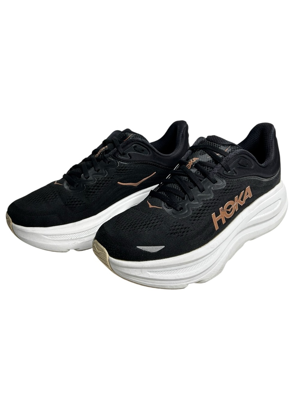 Hoka One One W Bondi 9 Running Shoes Black Rose Gold Womens Size 9.5 B - Picture 3 of 10